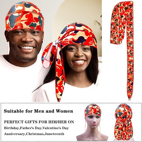 Durag for Men Silk Durag Designer Silk Hair Scarf Wave Cap Fashion Head Scarf Hairwrap in Saudi Arabia