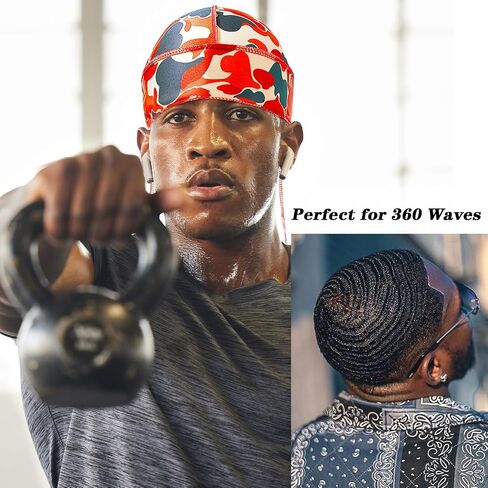 Durag for Men Silk Durag Designer Silk Hair Scarf Wave Cap Fashion Head Scarf Hairwrap in Saudi Arabia