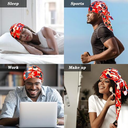 Durag for Men Silk Durag Designer Silk Hair Scarf Wave Cap Fashion Head Scarf Hairwrap in Saudi Arabia