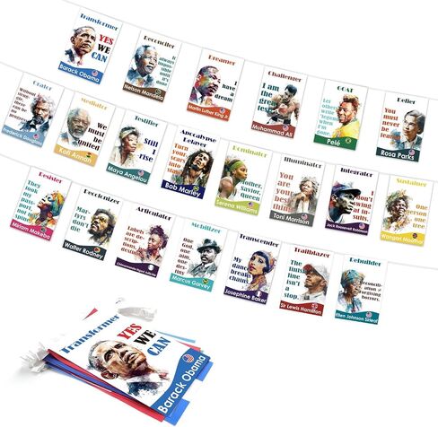 1step2drean Hispanic Heritage Month String Flags | 21 Artistic Portraits of Iconic Figures on National Flags | Motivational Decorations for School,Party in Saudi Arabia