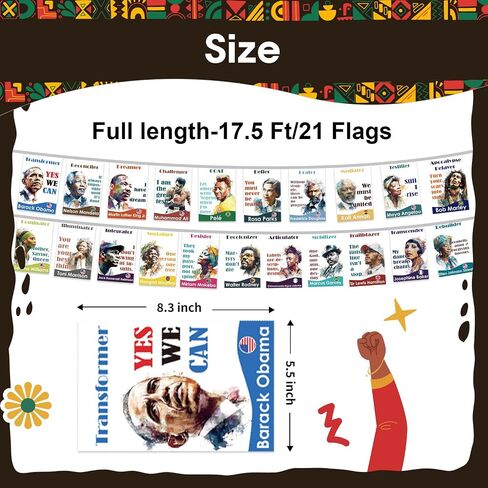1step2drean Hispanic Heritage Month String Flags | 21 Artistic Portraits of Iconic Figures on National Flags | Motivational Decorations for School,Party in Saudi Arabia