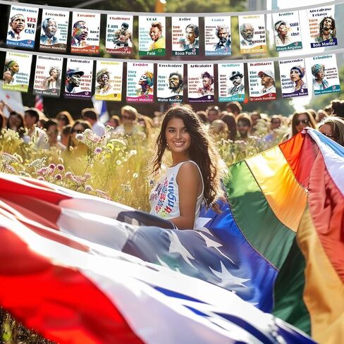 1step2drean Hispanic Heritage Month String Flags | 21 Artistic Portraits of Iconic Figures on National Flags | Motivational Decorations for School,Party in Saudi Arabia