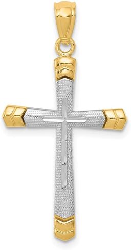 Solid 14k Yellow Gold Two Toned Gold DC Cross Pendant Charm - 31mm x 16mm in Saudi Arabia