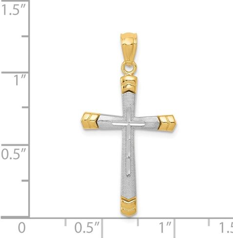 Solid 14k Yellow Gold Two Toned Gold DC Cross Pendant Charm - 31mm x 16mm in Saudi Arabia