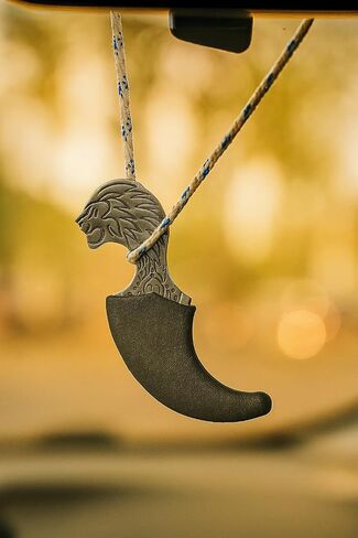 Kirpan Khanda Car Hanging Sarbloh Pendant | Sikh Shastar Accessory for Rear View Mirror | Engraved Kataar Gift | Punjabi Khanda Blade Decor for Car | Sikh Accessory for Men (Khanjar Black) in Kuwait