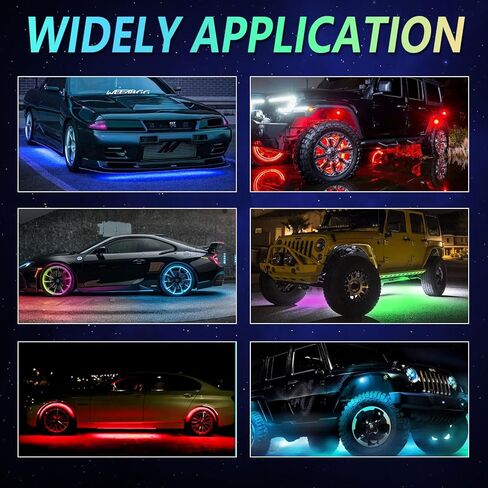 YUGUANG 8 Pods Rock Lights، APP Control Rock Lights للشاحنات مزامنة الموسيقى متعدد الألوان مقاوم للماء RGB Underglow LED مجموعة أضواء لشاحنة السيارة UTV ATV RZR SUV in Kuwait