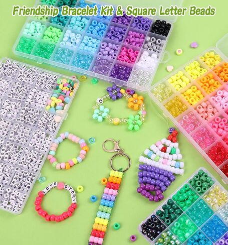 Wutubug 3000Pcs 56 Colors Pony Beads for Bracelet Making Kit, Rainbow Kandi Beads Friendship Bracelet Kit with 910pcs A-Z Letter Beads, DIY Jewelry Making Beads Craft for Adults in Saudi Arabia