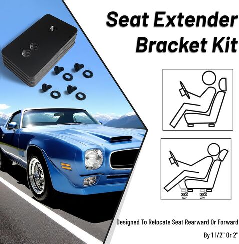 4 Pcs Seat Relocation Brackets Fits for 1967-2002 Camaro Firebird Black Powder-Coated Brackets with Hardware for 1.5-2" Extension in Saudi Arabia