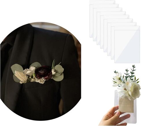جيب بوتونيير الأكمام البلاستيكية ، وحامل مربع الجيب شبه الجيب boutonniere corsage لوازم العريس العريس ، والحفلة ، والوطن ، يناسب جيب صدر سترة بدلة (زهور غير مشمولة) in Saudi Arabia