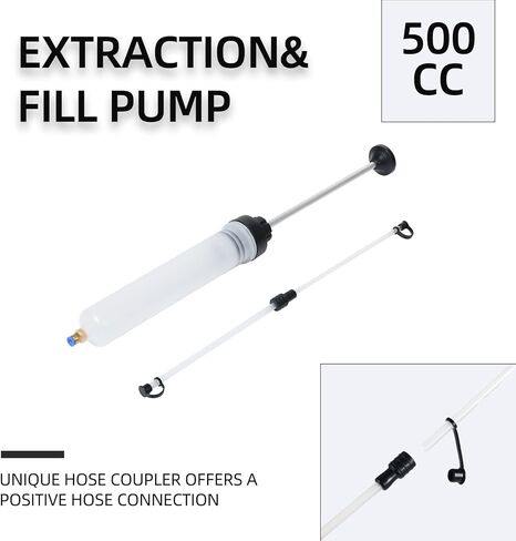 Fluid Extractor Pump 500CC Manual Automotive - 2 Hoses Oil Syringe with Powerful Multi-purpose Suction, Ideal for Fluid & Oil Change Evacuation/Filling in Kuwait