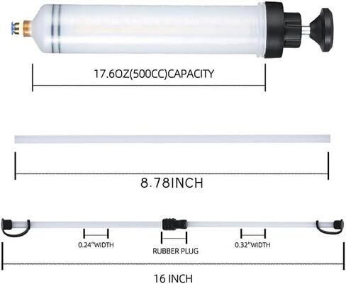 Fluid Extractor Pump 500CC Manual Automotive - 2 Hoses Oil Syringe with Powerful Multi-purpose Suction, Ideal for Fluid & Oil Change Evacuation/Filling in Kuwait