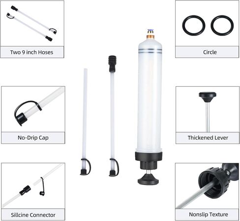 Fluid Extractor Pump 500CC Manual Automotive - 2 Hoses Oil Syringe with Powerful Multi-purpose Suction, Ideal for Fluid & Oil Change Evacuation/Filling in Kuwait