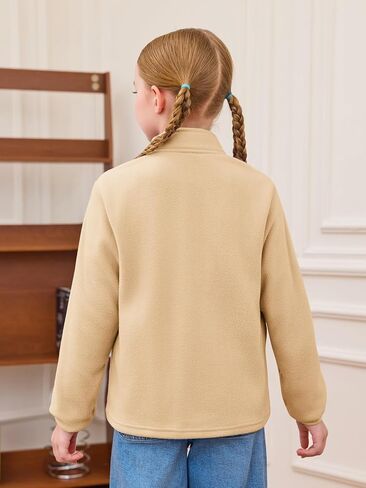 Haloumoning Girls Fleece Jacket Kids Zip Up Stand Collar Coat Fall Winter Outerwear with Pockets 5-14 Years in Saudi Arabia