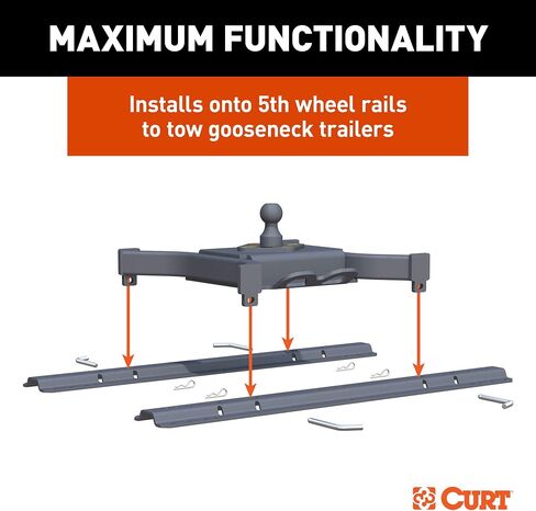 CURT 16090 Spyder 5th Wheel to Gooseneck Adapter Hitch, Fits Industry-Standard Rails, 30,000 lbs, 2-5/16-Inch Ball in Saudi Arabia