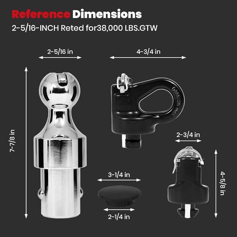 60638 Puck System Gooseneck Hitch Ball Kit fits for 2013-2025 Dodge RAM 2500 3500 2-5/16-Inch Ball - 38000 lbs GTW/ 9500 lbs VTW (W/Toolbox) in Saudi Arabia