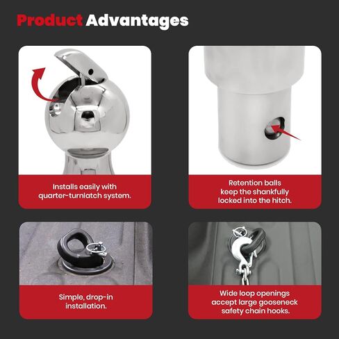 60638 Puck System Gooseneck Hitch Ball Kit fits for 2013-2025 Dodge RAM 2500 3500 2-5/16-Inch Ball - 38000 lbs GTW/ 9500 lbs VTW (W/Toolbox) in Saudi Arabia