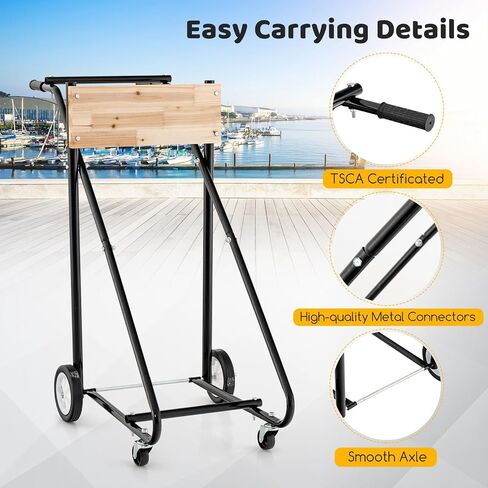 Goplus Outboard Boat Motor Stand, 330 LBS Heavy Duty Engine Carrier Cart w/ 4 Rubber Casters, Portable Support Dolly, Multi-Purpose Engine Stand for Motor Repair, Maintenance, Transport, Storage in Saudi Arabia