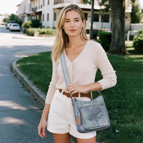 Crossbody Bags for Women Trendy Vegan Leather Hobo Purses Embossed Shoulder Handbag Lightweight Travel Purse in Kuwait