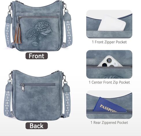 Crossbody Bags for Women Trendy Vegan Leather Hobo Purses Embossed Shoulder Handbag Lightweight Travel Purse in Kuwait