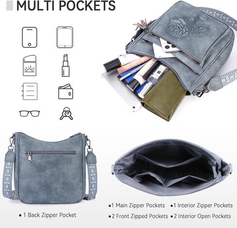 Crossbody Bags for Women Trendy Vegan Leather Hobo Purses Embossed Shoulder Handbag Lightweight Travel Purse in Kuwait