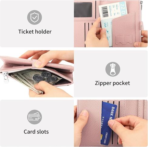 Passport Holder for Women Leather Passport Wallet for Travel RFID Blocking Passport Wallet Credit Card Holder with Zipper Pocket in Saudi Arabia