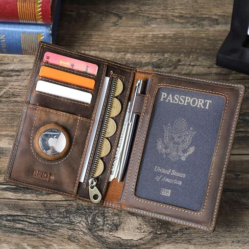 Hido Rfid Passport حامل للسفر ، محفظة السفر الجلدية مع فتحة Airtag وحظر RFID in Saudi Arabia