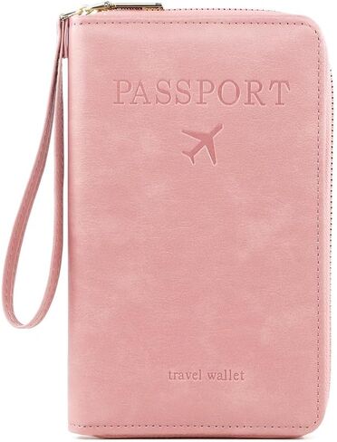 RFID Passport Wallet for Women & Men, Leather Zipper Travel Organizer with Waterproof Design (Black) in Saudi Arabia
