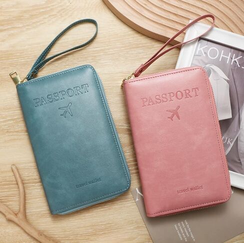 RFID Passport Wallet for Women & Men, Leather Zipper Travel Organizer with Waterproof Design (Black) in Saudi Arabia