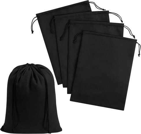 Premium Microfiber Drawstring Bags (Set of 5) – Multipurpose Travel Storage Pouches for Cords, Toiletries, Jewelry, Shoes – Durable Organizer with Strong Drawstring Closure (Black, 5 x 7 Inches) in Kuwait