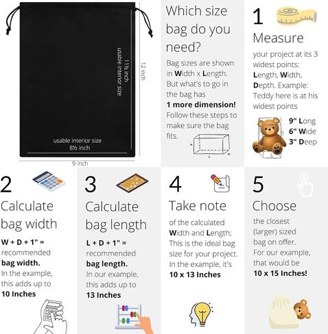 Premium Microfiber Drawstring Bags (Set of 5) – Multipurpose Travel Storage Pouches for Cords, Toiletries, Jewelry, Shoes – Durable Organizer with Strong Drawstring Closure (Black, 5 x 7 Inches) in Kuwait