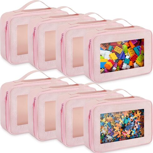 أكياس تخزين Abbylike 8 Pack مع مقبض ونافذة PVC واضحة ، وأكياس بناء الطوب الكلاسيكية ، وأكياس لعبة Car Travel Careing Case لألعاب ألغاز ألعاب البناء (أسود) in Saudi Arabia