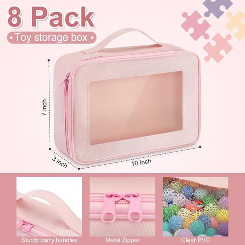 أكياس تخزين Abbylike 8 Pack مع مقبض ونافذة PVC واضحة ، وأكياس بناء الطوب الكلاسيكية ، وأكياس لعبة Car Travel Careing Case لألعاب ألغاز ألعاب البناء (أسود) in Saudi Arabia