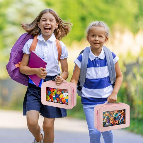 أكياس تخزين Abbylike 8 Pack مع مقبض ونافذة PVC واضحة ، وأكياس بناء الطوب الكلاسيكية ، وأكياس لعبة Car Travel Careing Case لألعاب ألغاز ألعاب البناء (أسود) in Saudi Arabia