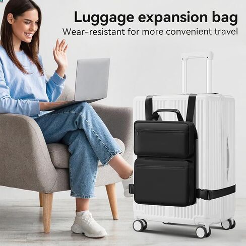 SOKOK Over Luggage Organizer Storage Bag with Multi Pockets, Slide On Luggage Harness with Adjustable Straps, 2-in-1 Travel Accessories Suitcase Vest Bag Fits Most Suitcases, Black-3 in Saudi Arabia