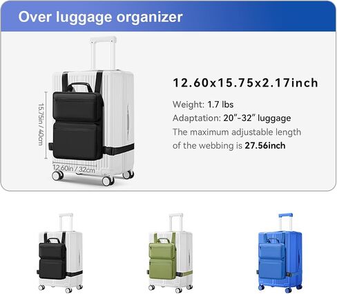 SOKOK Over Luggage Organizer Storage Bag with Multi Pockets, Slide On Luggage Harness with Adjustable Straps, 2-in-1 Travel Accessories Suitcase Vest Bag Fits Most Suitcases, Black-3 in Saudi Arabia