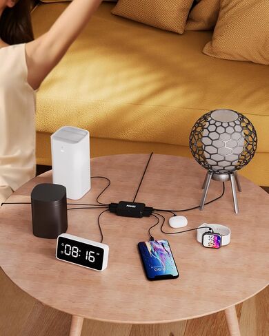 8-Port Travel USB C Charger, Multi-Port Charging Block, USB C PD Charger with USB A Ports, Mini Charging Station with Light Compatible with iPhone, Kindle, Airpods for travel, home, camp in Saudi Arabia