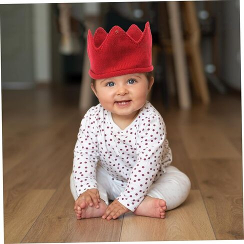 Red Crown Knitted Hat for Boy Girl and Warm Thick Knit Headband Soft Stretchy Winter Beanie for Boys Stylish Party Accessory for Special Occasions and Photos in Saudi Arabia