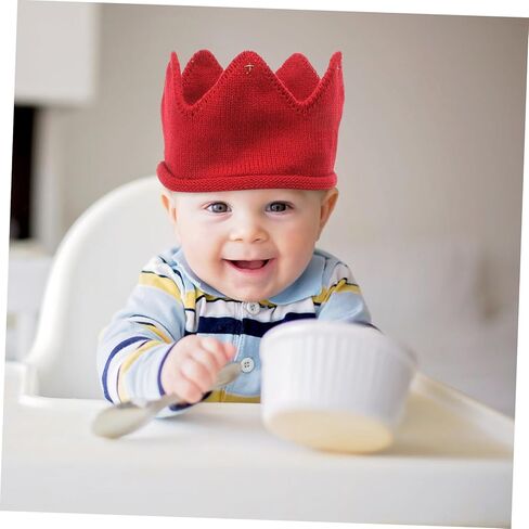 Red Crown Knitted Hat for Boy Girl and Warm Thick Knit Headband Soft Stretchy Winter Beanie for Boys Stylish Party Accessory for Special Occasions and Photos in Saudi Arabia