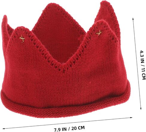 Red Crown Knitted Hat for Boy Girl and Warm Thick Knit Headband Soft Stretchy Winter Beanie for Boys Stylish Party Accessory for Special Occasions and Photos in Saudi Arabia