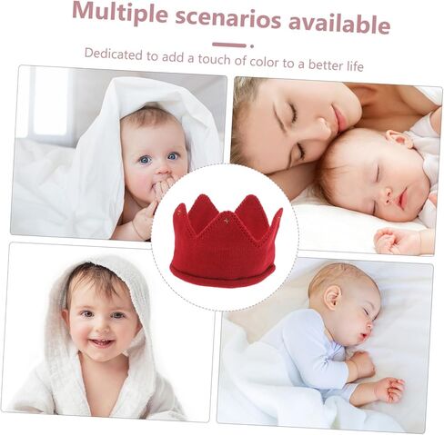 Red Crown Knitted Hat for Boy Girl and Warm Thick Knit Headband Soft Stretchy Winter Beanie for Boys Stylish Party Accessory for Special Occasions and Photos in Saudi Arabia