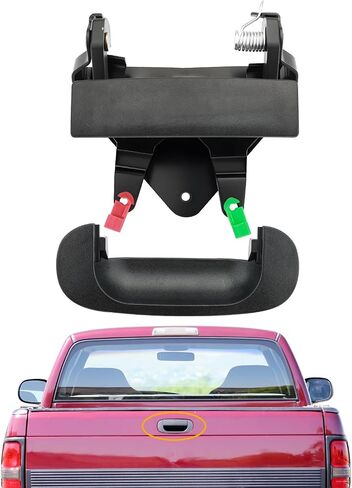 Tailgate Handle Set, Compatible with 1994-2002 Dodge Ram 1500 2500 3500 Pickup, Set of 2 Rear Bed Tail Gate Latch Handle & Bezel Trim with Rod Clips Assembly, Replace# CH1916101, CH1915102, 55074751 in Saudi Arabia