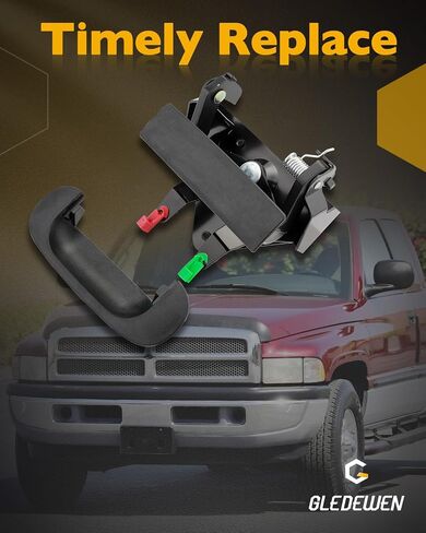 Tailgate Handle Set, Compatible with 1994-2002 Dodge Ram 1500 2500 3500 Pickup, Set of 2 Rear Bed Tail Gate Latch Handle & Bezel Trim with Rod Clips Assembly, Replace# CH1916101, CH1915102, 55074751 in Saudi Arabia
