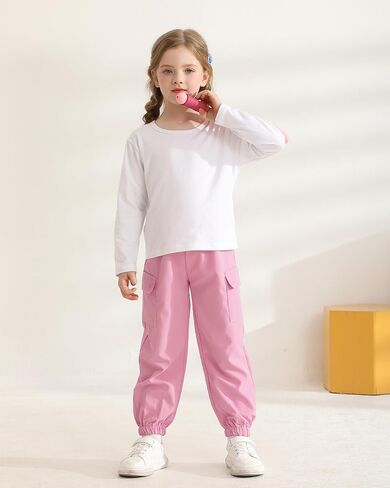 Girls Pants Kids 3-Pack Joggers Toddler Cargo Casual Elastic Waist Pants for Girls 4T 5T Size 6 7 8 in Saudi Arabia