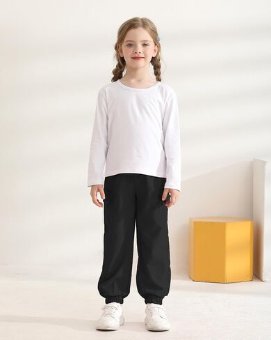 Girls Pants Kids 3-Pack Joggers Toddler Cargo Casual Elastic Waist Pants for Girls 4T 5T Size 6 7 8 in Saudi Arabia