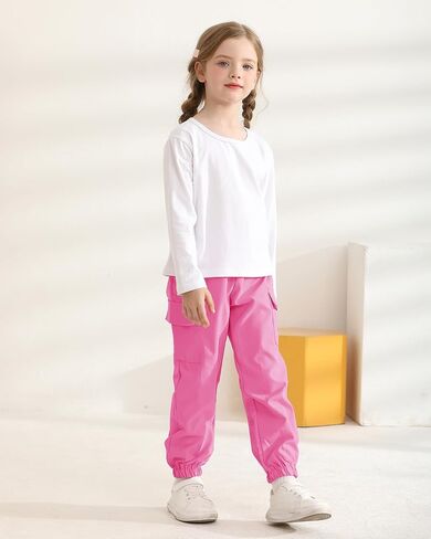 Girls Pants Kids 3-Pack Joggers Toddler Cargo Casual Elastic Waist Pants for Girls 4T 5T Size 6 7 8 in Saudi Arabia