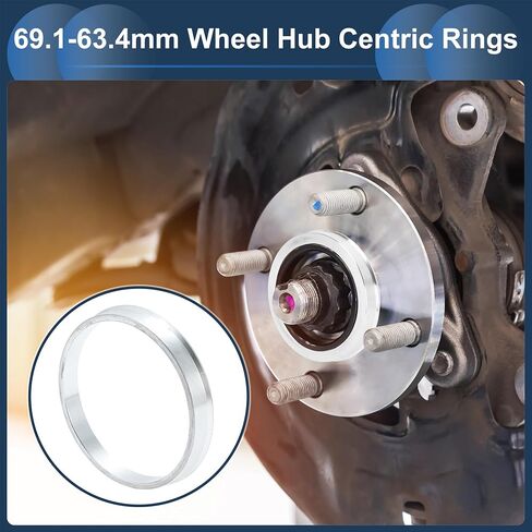 Car Wheel Hub Centric Rings OD 69.1mm to ID 67.1mm Wheels Center Shaft Shock Absorbing Hubrings Aluminum Alloy Silver Tone Durable in Kuwait