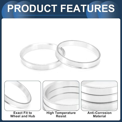 Car Wheel Hub Centric Rings OD 69.1mm to ID 67.1mm Wheels Center Shaft Shock Absorbing Hubrings Aluminum Alloy Silver Tone Durable in Kuwait