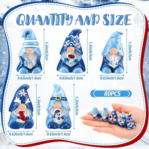 80 Pcs Christmas Mini Gnomes Figurines Christmas Resin Gnomes Holiday Mini Gnomes Fairy Resin Statues Xmas Table Miniature Gnomes Table Centerpiece for Mantel Shelf Table Home Party Gift in Saudi Arabia