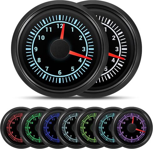 Artilaura 2 "52mm Gauge 7 Color Color مقاومة للماء 0-12 ساعة مقياس متر على مدار الساعة لقارب السيارة (أبيض) in Saudi Arabia