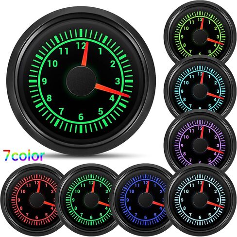 Artilaura 2 "52mm Gauge 7 Color Color مقاومة للماء 0-12 ساعة مقياس متر على مدار الساعة لقارب السيارة (أبيض) in Saudi Arabia